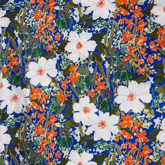 Entro Boutique Floral Sleeveless Bow Peplum Top Shirt T24095 Medium Blue Orange - Picture 7 of 10